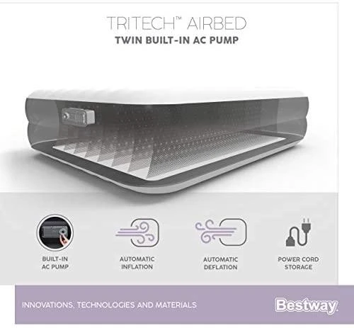 Bestway® Tritech Airbed Queen pripučiamas čiužinys su integruotu AC siurbliu 203x152x46 cm