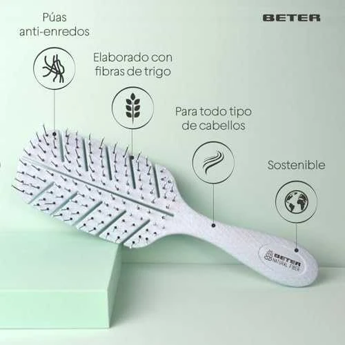 "Beter" natūralaus pluošto plaukų šepetys "Beter Detangling Natural Fiber Hair Žalias