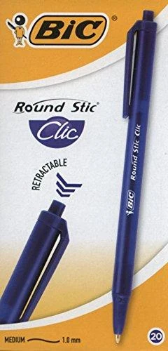 Bic Tušinukas Round Stic Clic 1.0 mm, mėlynas, pakuotėje 20 vnt. 379640