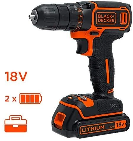 Black & Decker Juodas & Decker Suktuvas-gręžtuvas Juodas & Decker BDCDC18KB-QW; 18 V; 2x1,5 Ah akum.
