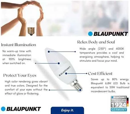 Blaupunkt LED Lamp E14, 4pcs | 6.8 W | Natural Baltas