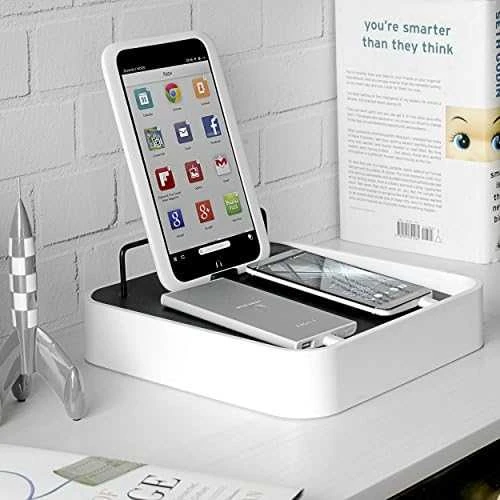 Bluelounge Sanctuary4 doko stotelė su USB įkroviklis 4 baltiems įrenginiams