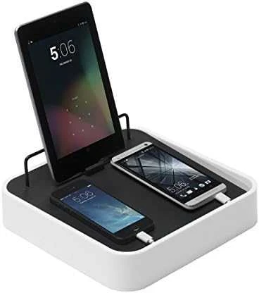 Bluelounge Sanctuary4 doko stotelė su USB įkroviklis 4 baltiems įrenginiams