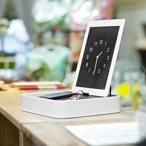Bluelounge Sanctuary4 doko stotelė su USB įkroviklis 4 baltiems įrenginiams