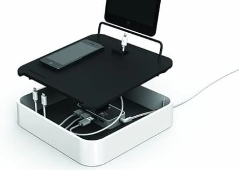 Bluelounge Sanctuary4 doko stotelė su USB įkroviklis 4 baltiems įrenginiams