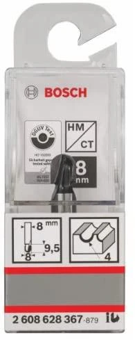 Bosch Dvipusė pusapvalė freza H R=4 mm, l=9,5 mm,kotas 8m