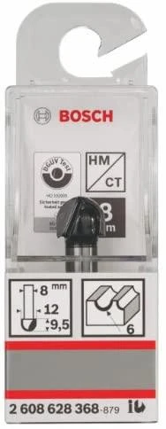 Bosch Dvipusė pusapvalė freza H R=6 mm, l=9,5 mm,kotas 8m
