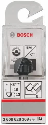 Bosch Dvipusė pusapvalė freza H R=8 mm, l=13 mm,kotas 8mm