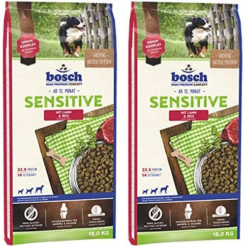 Bosch Petfood bosch Dog Adult SENSITIVE ėriena & RICE – pašaras šunims su ėriena ir ryžiais, kurių jautri virškinimo sistema 15kg