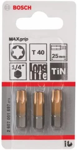 Bosch Torx antgalis T40, l=25mm 3 vnt,MAXgrip