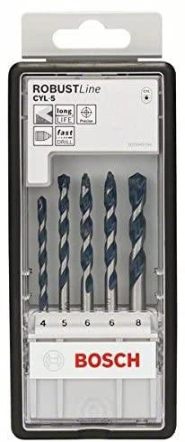 Bosch grąžtų betonui rinkinys ROBUST LINE CYL-5 4; 5; 6; 6; 8 mm, 5 vnt.