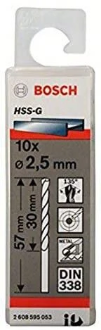 Grąžtas Bosch HSS-G grąžtai metalui 2,5mm, 10 vnt.