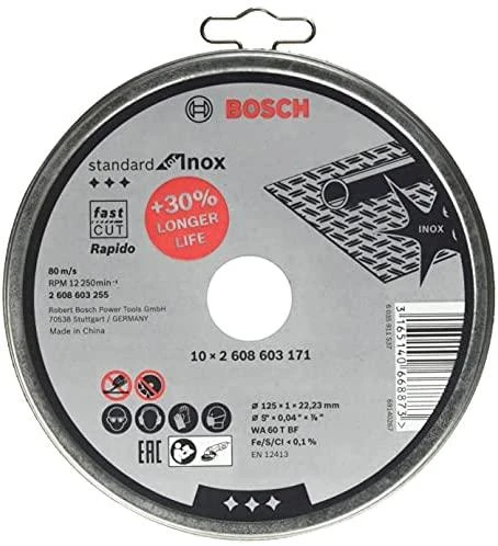 Bosch Pjovimo diskas Rapido 125x22x1mm,INOX 10vnt.