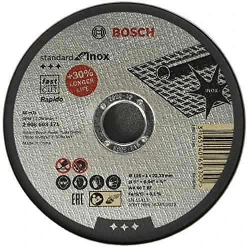 Bosch Pjovimo diskas Rapido 125x22x1mm,INOX 10vnt.