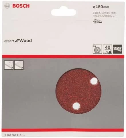 Bosch Šlif.pop, medžiui, PEX D=150mm, K40, 5 vnt.