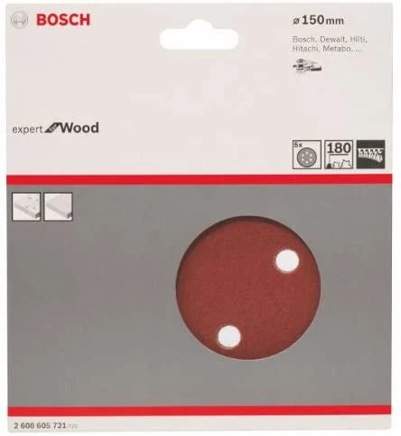 Bosch Šlif.pop, medžiui, PEX D=150mm, K180, 5 vnt.