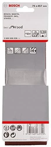 Bosch Šlif.juosta medžiui 75x457, K120, 3 vnt.