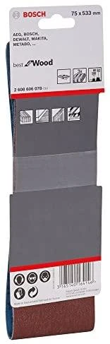 Bosch Šlif.juosta medžiui 75x533,K60/80/100,3 vnt.