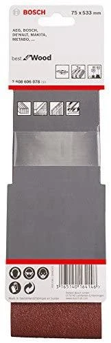 Bosch Šlif.juosta medžiui 75x533,K60/80/100,3 vnt.