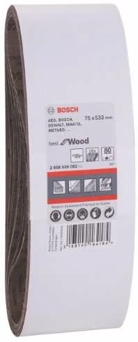 Bosch Šlif.juosta medžiui 75x533, K80, 10 vnt.
