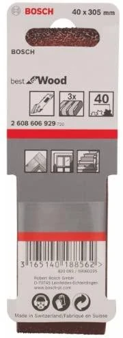 Bosch Šlif.juosta medžiui, PVS 40x303, K40, 3 vnt.
