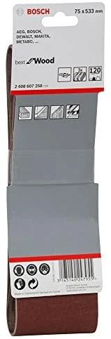 Bosch Slif.juosta medžiui 75x533, K 120, 3gab.