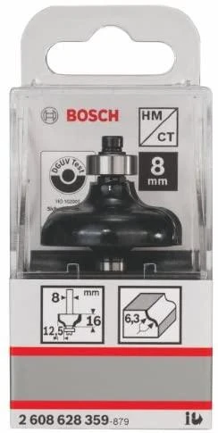 Bosch Suapvalinimo freza HM R=6,3mm, l=16mm,kotas 8mm