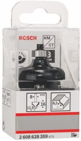 Bosch Suapvalinimo freza HM R=6,3mm, l=16mm,kotas 8mm