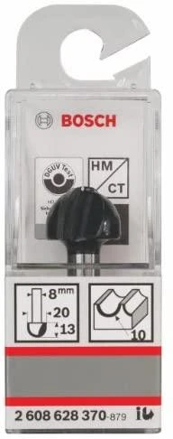 Bosch Dvipusė pusapvalė freza H R=10 mm, l=13 mm,kotas 8m