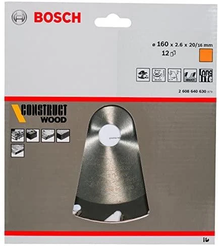 „Bosch PRO Construct“ medienos pjovimo įrankis 160x20x2,6/1,6x12T