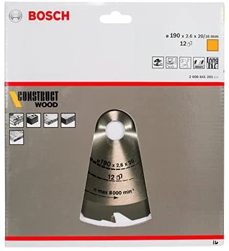 „Bosch PRO Construct“ mediena 190x20x2,6/1,6x12T