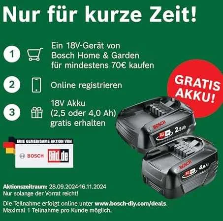 Bosch 18V akumuliatorių akcijos skelbimas