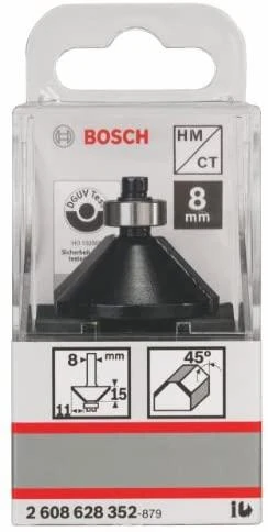 Bosch Freza briaunų nuėmimui HM 45o, l=15 mm,kotas 8mm