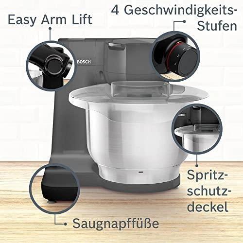 Virtuvinis kombainas Bosch MUMS2EB01 Serija 2, Virtuvės kombainas, MUM, 700 W, Juoda, Juodas