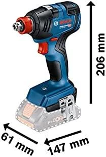 Bosch GDX 18V-200 smūginis veržliasūkis su matmenų schema