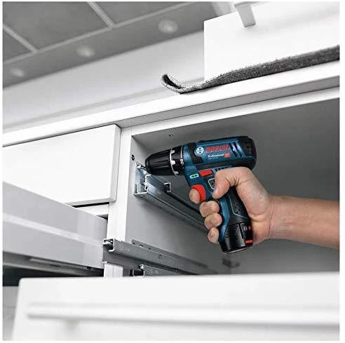  Akumuliatorinis gręžtuvas-suktuvas Bosch GSR 12V-15, 1x2.0Ah, 1x4.0Ah + 39 priedai