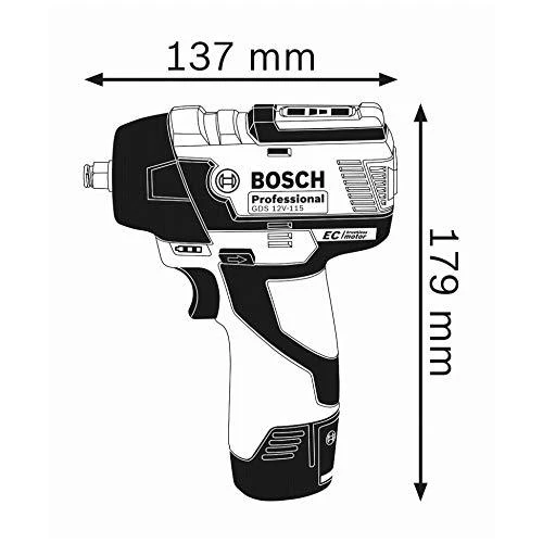 Bosch Akumuliatorinis smūginis veržliasukis GDS 12V-115, be akumuliatoriaus ir kroviklio