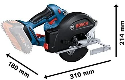 Bosch GKM 18V-50 pjūklo matmenų schema