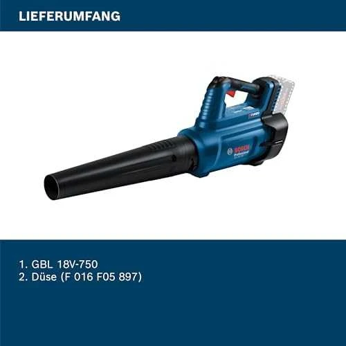 Akumuliatorinis lapų pūstuvas Bosch GBL 18V-750, be akumuliatoriaus ir kroviklio