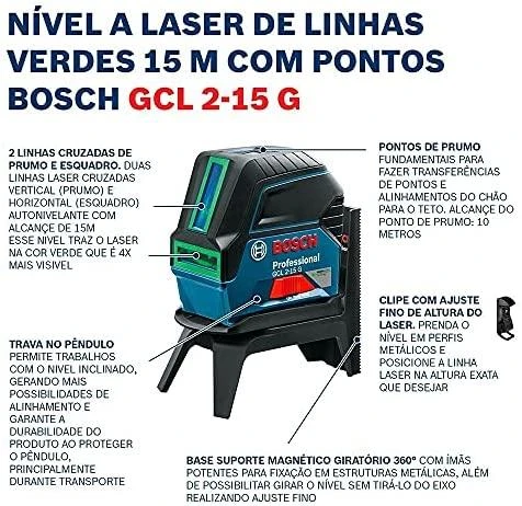 Bosch Kombinuotasis lazeris GCL 2-15 G (3x1.5V AA , Case)