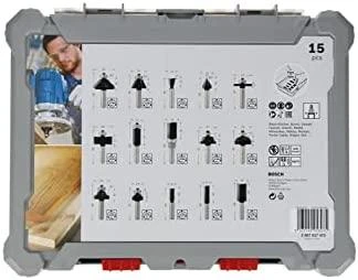 Bosch mišrių frezų rinkinys, 15vnt., 8 mm kotu