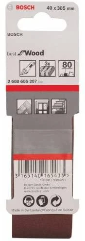Bosch Šlif.juosta medžiui, PVS 40x303, K80, 3 vnt.
