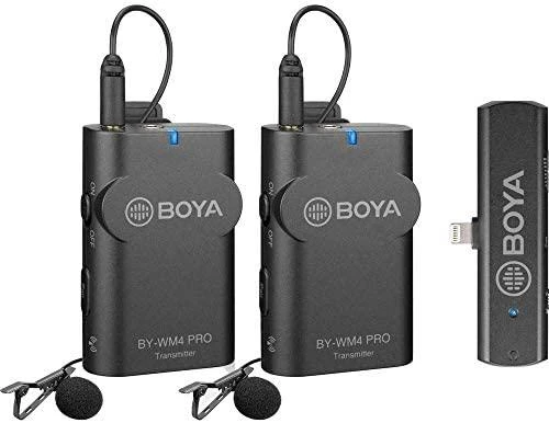 „BOYA BY-WM4 Pro-K4“, bevielio mikrofono sistema, skirta „iOS“ įrenginiams, 2,4 GHz, juoda / BOYA10162