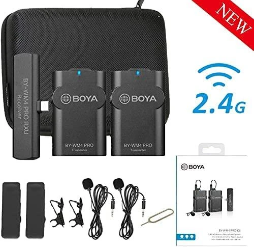 „BOYA BY-WM4 Pro-K4“, bevielio mikrofono sistema, skirta „iOS“ įrenginiams, 2,4 GHz, juoda / BOYA10162