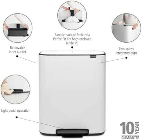 Brabantia Šiukšlių dėžė su pedalu, Bo 60L - baltos spalvos