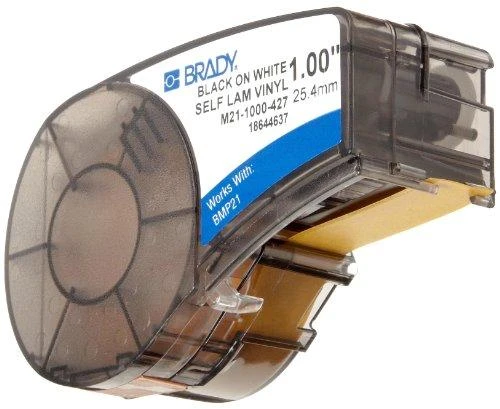 Brady M21-1000-427, permatoma, balta, lipni spausdintuvo etiketė, vinilinė, terminio perkėlimo, akrilinė, nuolatinė