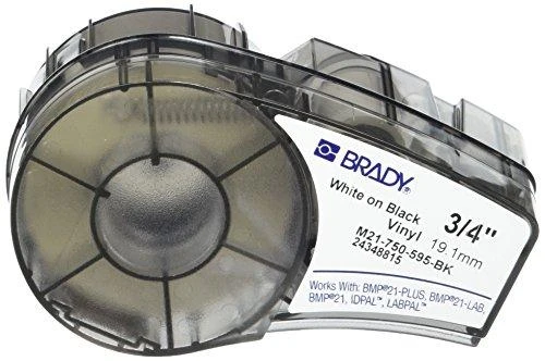 Brady M21-750-595-BK, juoda, lipni spausdintuvo etiketė, vinilo, terminio perkėlimo, akrilo, nuolatinė