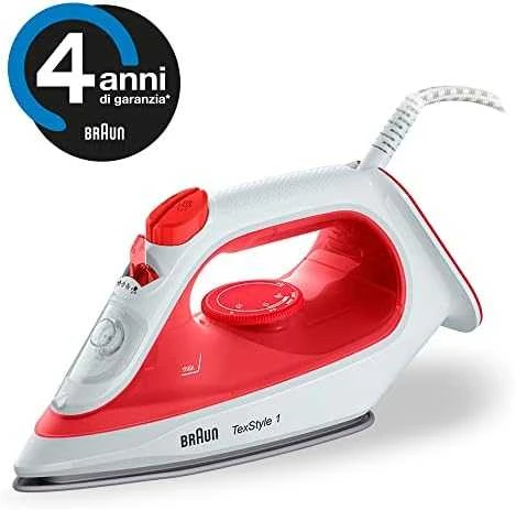 BRAUN TexStyle 1 Garų lygintuvas SI 1090 RD, 1900 W, Raudona/baltas
