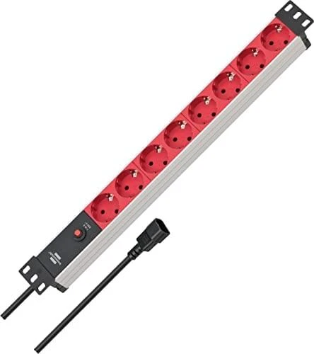 Carruzzo Brennenstuhl 1390007118 elektros tinklo ilgintuvas 2 m 8 AC išvestis(ys / čių) Vidaus Juoda, Raudona