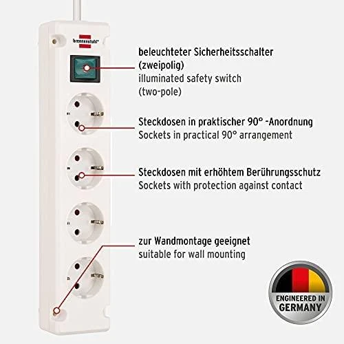Buitinis ilgintuvas BRENNENSTUHL BREMOUNTA, 4 vietų, 1,5 m